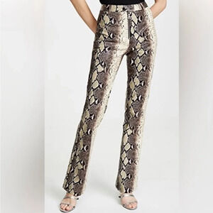 I.AM.GIA Snake Print Straight Leg Pants in Brown and Cream